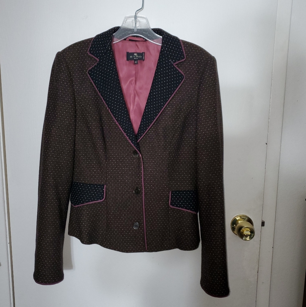 Etro triple tone wool blazer jacket